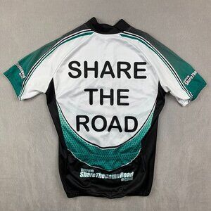 Share The Damn Road Mens Cycling Jersey Small White Green Full Zip Shirt Thanks